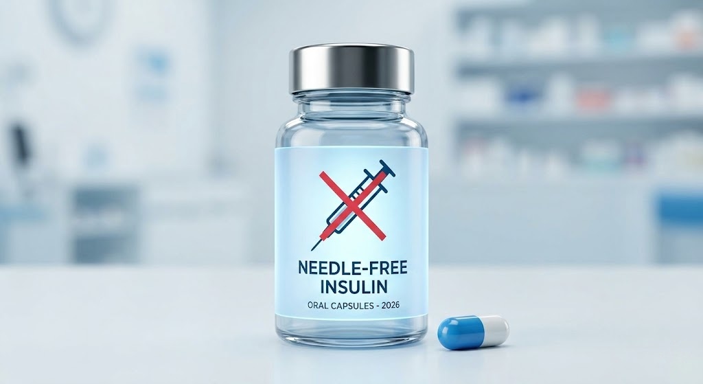 Medical pill representing the new Needle-Free Insulin 2026 for diabetic patients