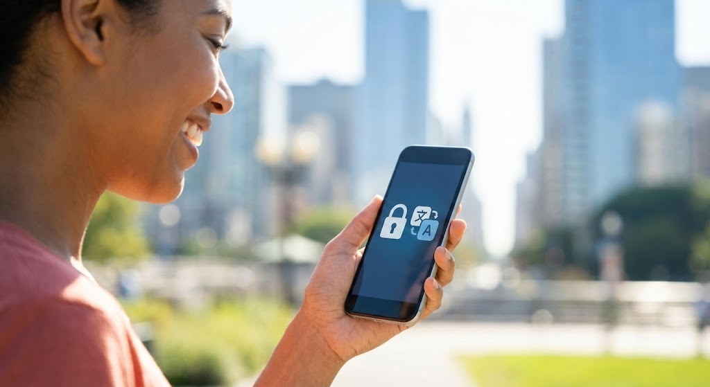 User interacting with secure AI features on EdgeAI Smartphones