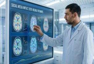 Doctor studying the Social Media Brain Impact 2026 on a digital screen