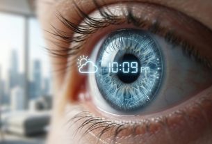 Person navigating a modern city using the new Smart Contact Lenses 2026 feature