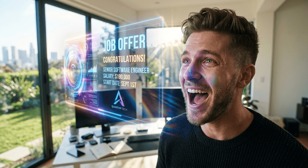 Excited professional checking AI Jobs Future