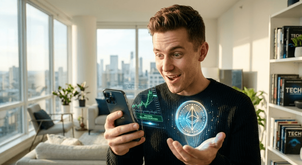 Excited trader checking Crypto Market Secrets