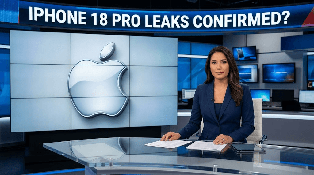 News Anchor reporting on iPhone 18 Pro Leaks