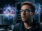 Amazed tech researcher discovering Quantum Computing Secrets
