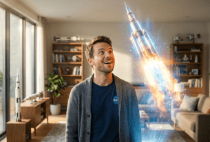 Amazed fan discovering Space Tourism Secrets