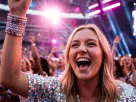 Excited fan cheering for Taylor Swift Eras Tour 2026