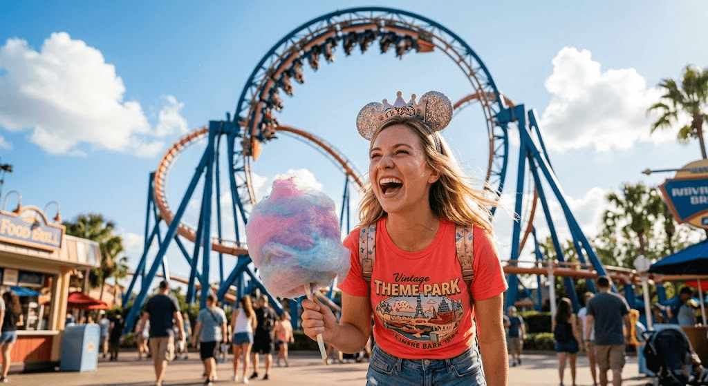 Excited tourist checking Universal Studios News