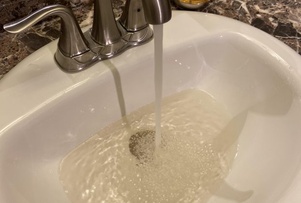 Toxic brown tap water triggering a severe toxic water warning for local citizens today