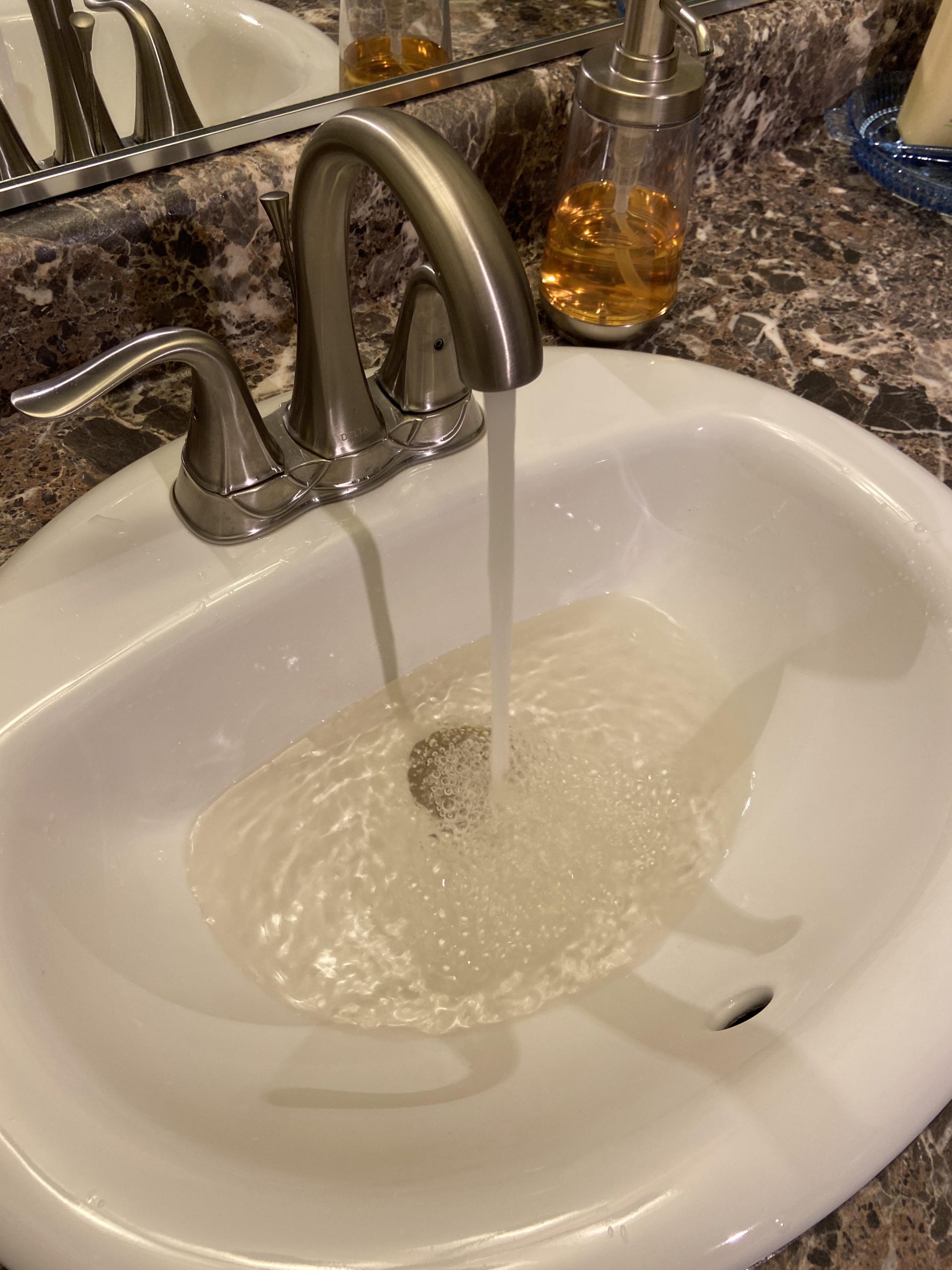 Toxic brown tap water triggering a severe toxic water warning for local citizens today