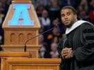 Bobby Wagner speaking at the Utah State university graduation