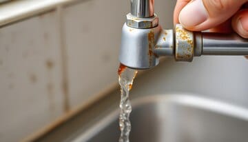 A close up of a faucet showing the dangerous tap water alert in a home