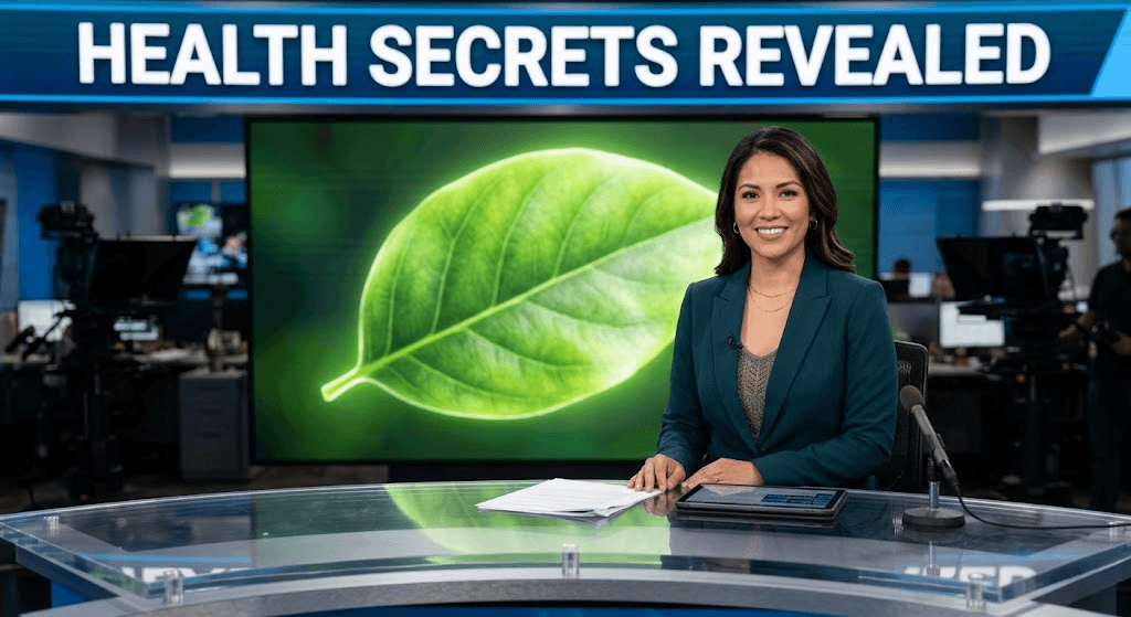 News Anchor reporting on Gut Health Secrets