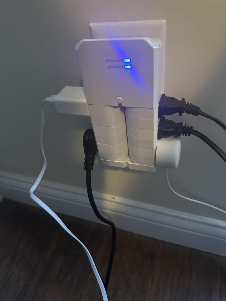 A surge protector used to stay safe during the solar storm warning today
