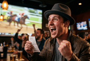 Excited fan checking Kentucky Derby News