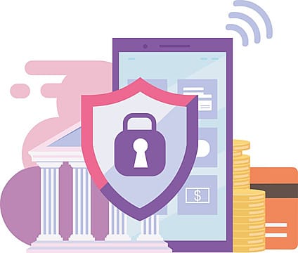 A safe lock icon on a phone app to stop a bank data breach warning