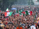 Thousands of fans attempting the massive Mexico City Mexican wave world record today